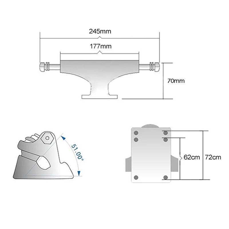 7Inch Skateboard Trucks With 4Pcs 70X45mm PU Skateboard Wheels Bridge And ABEC-9 Bearings For Skateboard