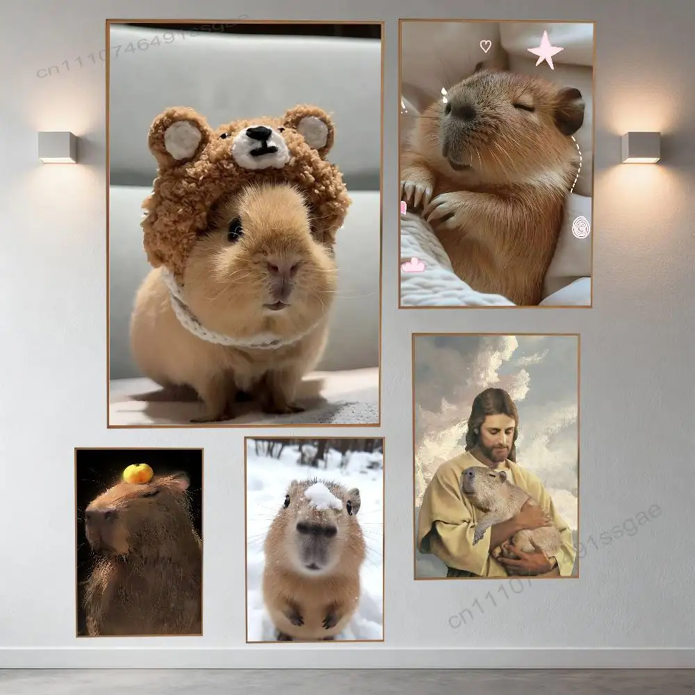 

Cute Pet C-Capybara Poster Retro Paper Sticker DIY Room Bar Cafe Aesthetic Art Wall Painting