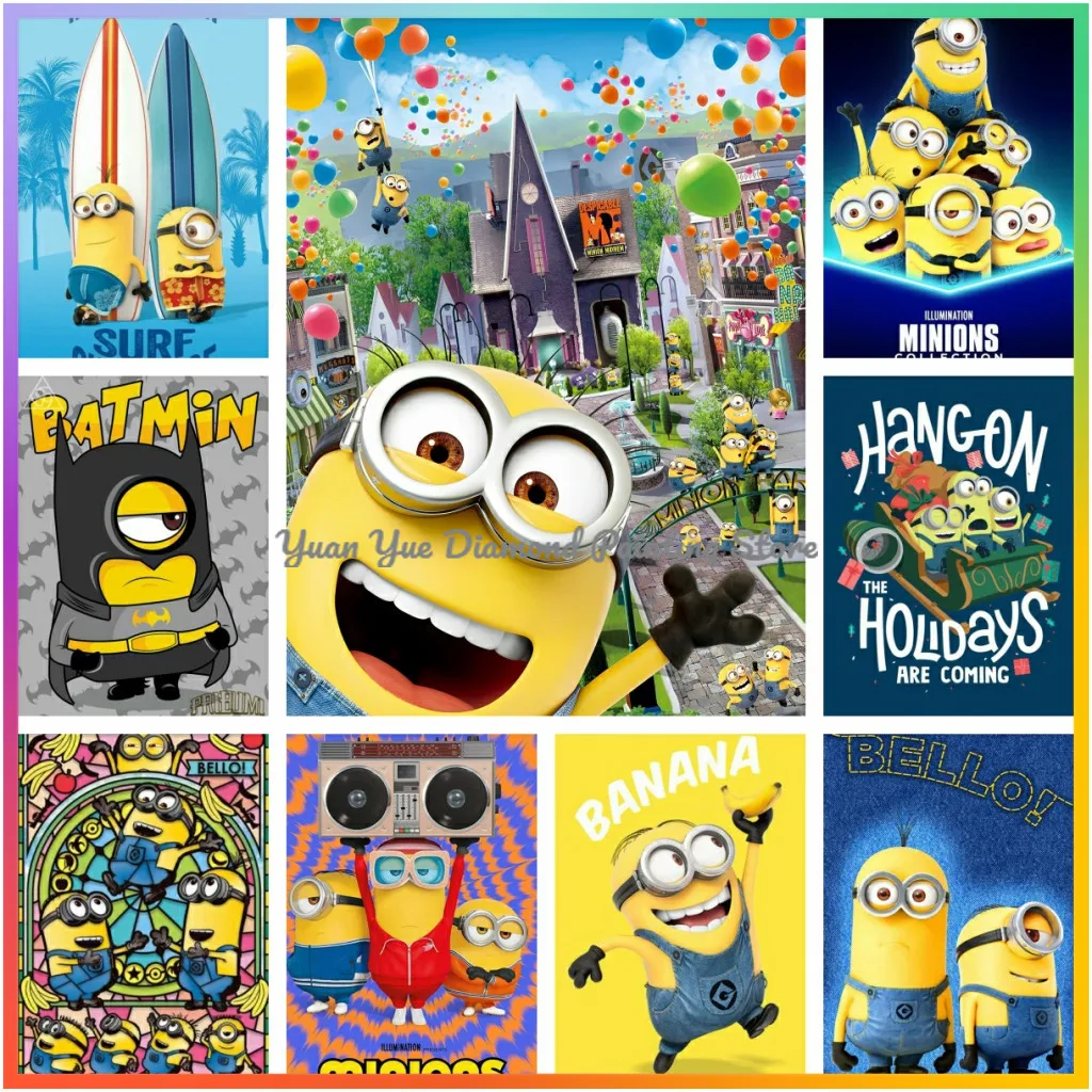 

1 шт. безрамный набор для алмазной вышивки с милыми мультяшными миньонами, пиксельная мозаика, вышивка крестиком, декор для дома