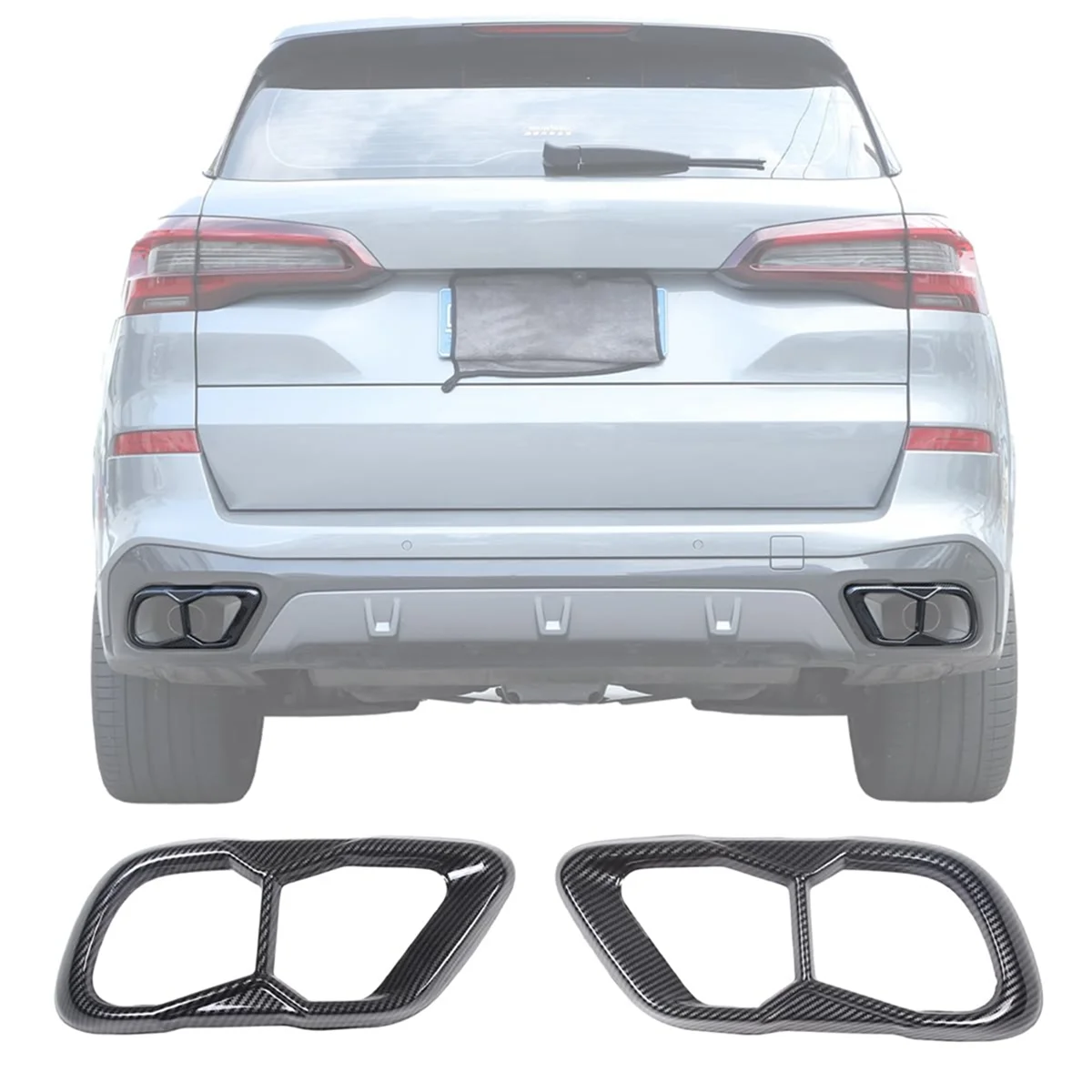 For BMW X5 G05 X6 G06 X7 G07 2019-2022 (M60) Car Tail Muffler Exhaust Pipe Output Cover Trim Accessories - Carbon Fiber