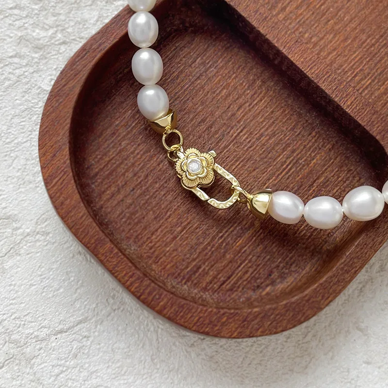 1 Piece of Copper Plated Gold Rose Pearl Push Button DIY Bracelet Necklace Connecting Buckle Accessories Jewelry Making Material