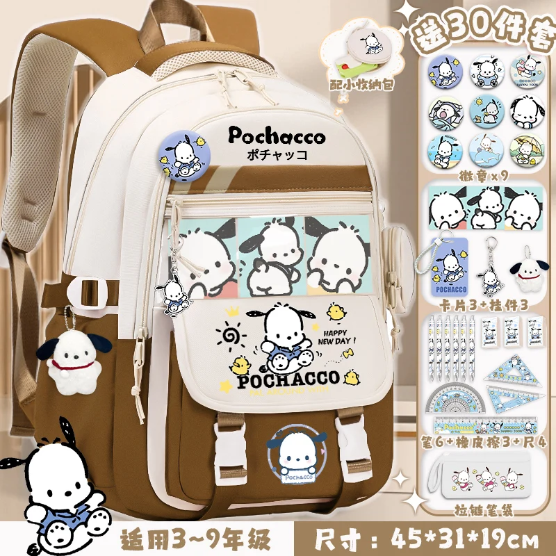 Pochacco mochila escolar primária fofa para meninas 2025 nova mochila Disney para adolescentes mochila escolar de grande capacidade