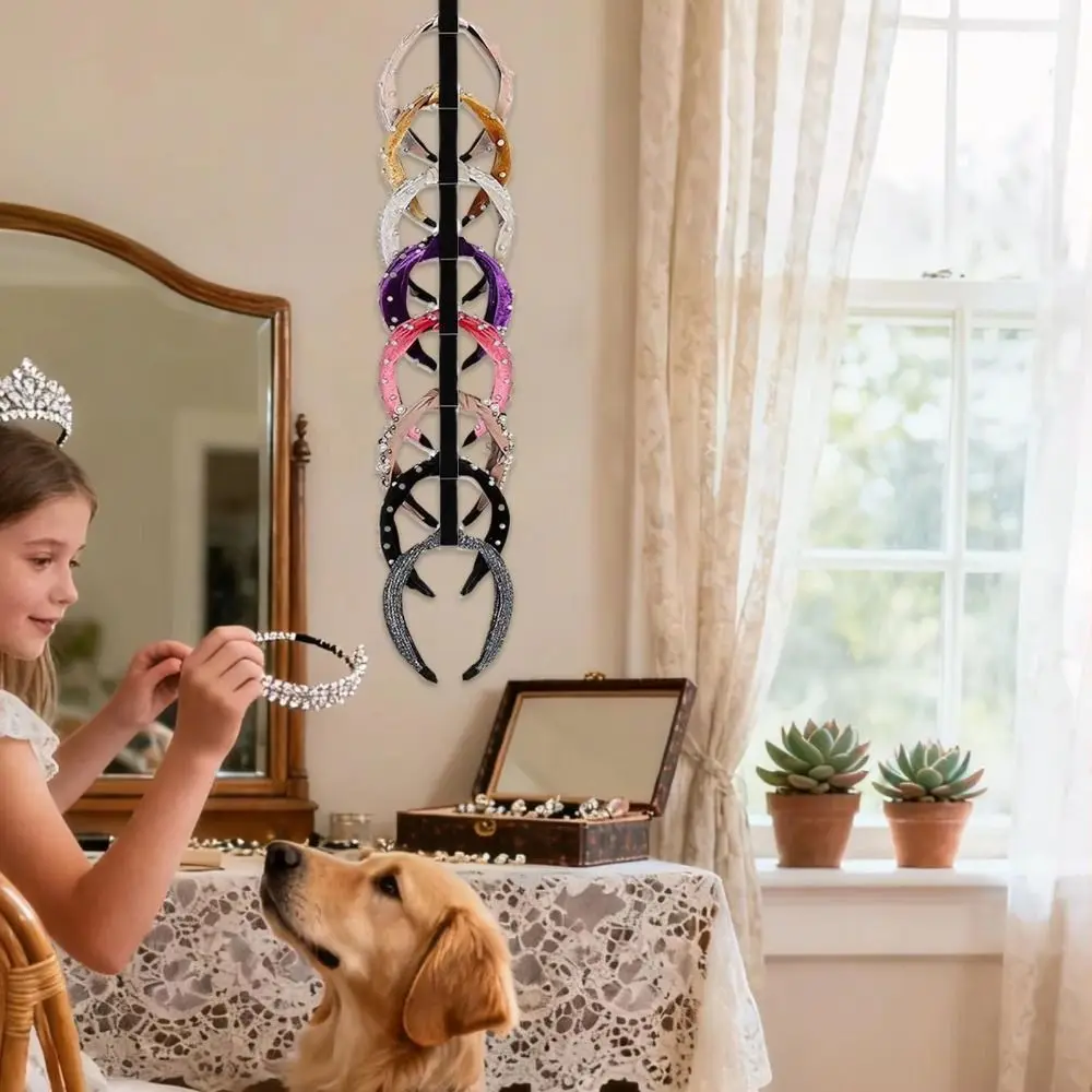 

Dorm Room Elastic Headband Organizer Space Saving 8-Slot Headband Storage Holder Wall-Mounted Wall Headband Holder Closet