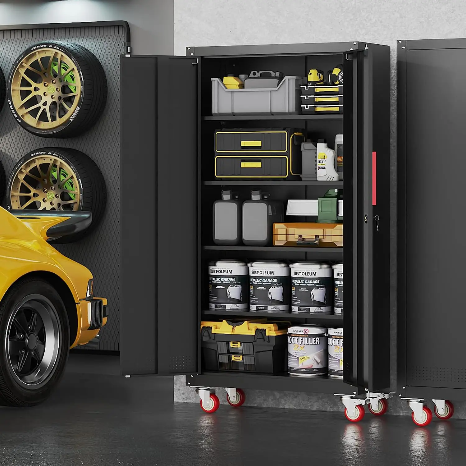 Metal Storage Cabinet with Wheels,71