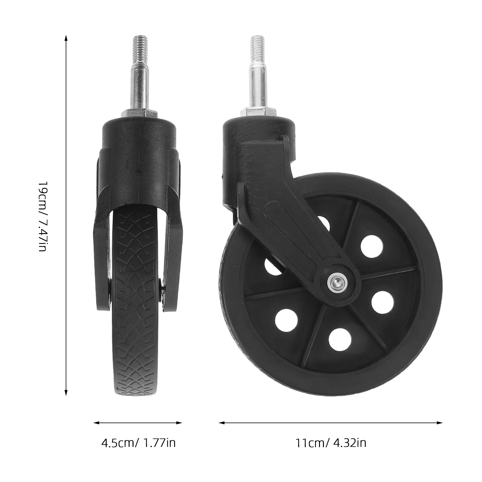 2Pcs Shopping Cart Parts Front Stem Swivel Bearing Caster Wheel for Replacement Silent Smooth Rolling Utility Grocery Cart view 5