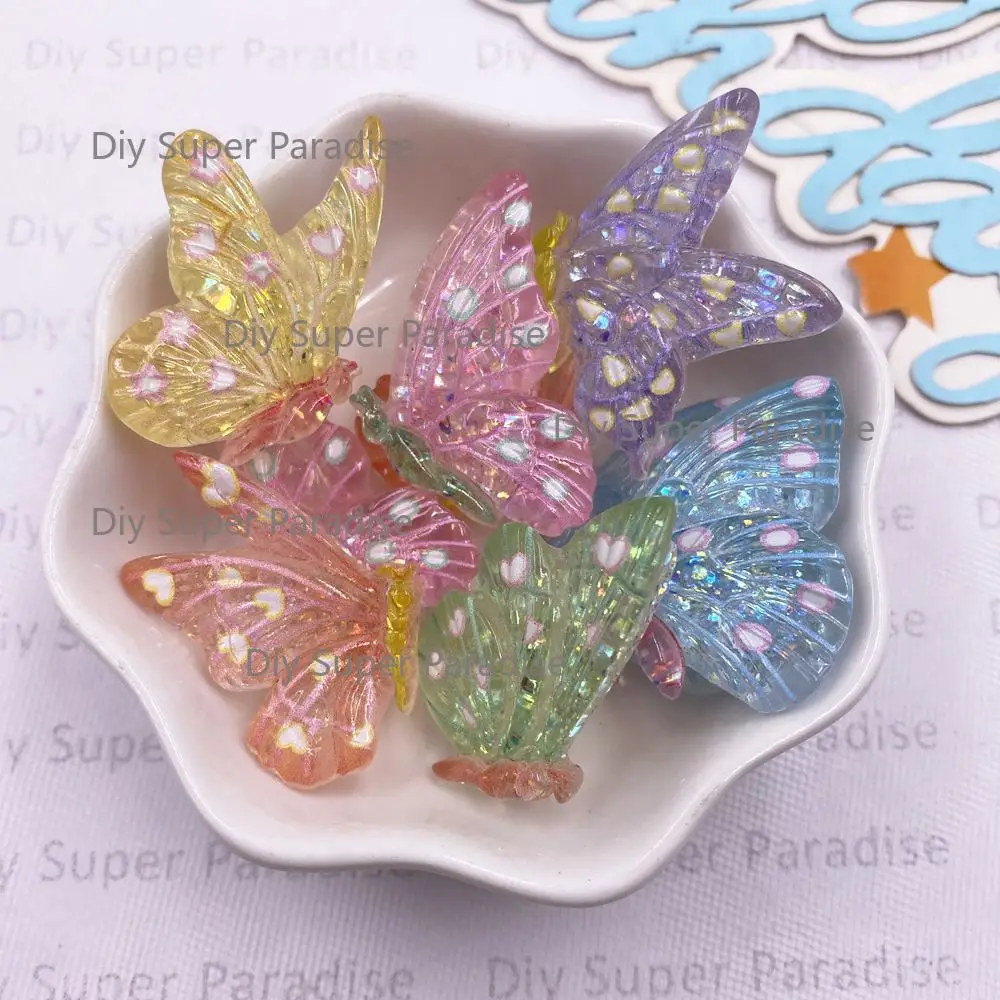 10pcs Colorful Glitter Sequin Crystals Butterfly Flat Back Rhinestones Figurine DIY Wedding Decor DIY Jewelry Crafts Accessories