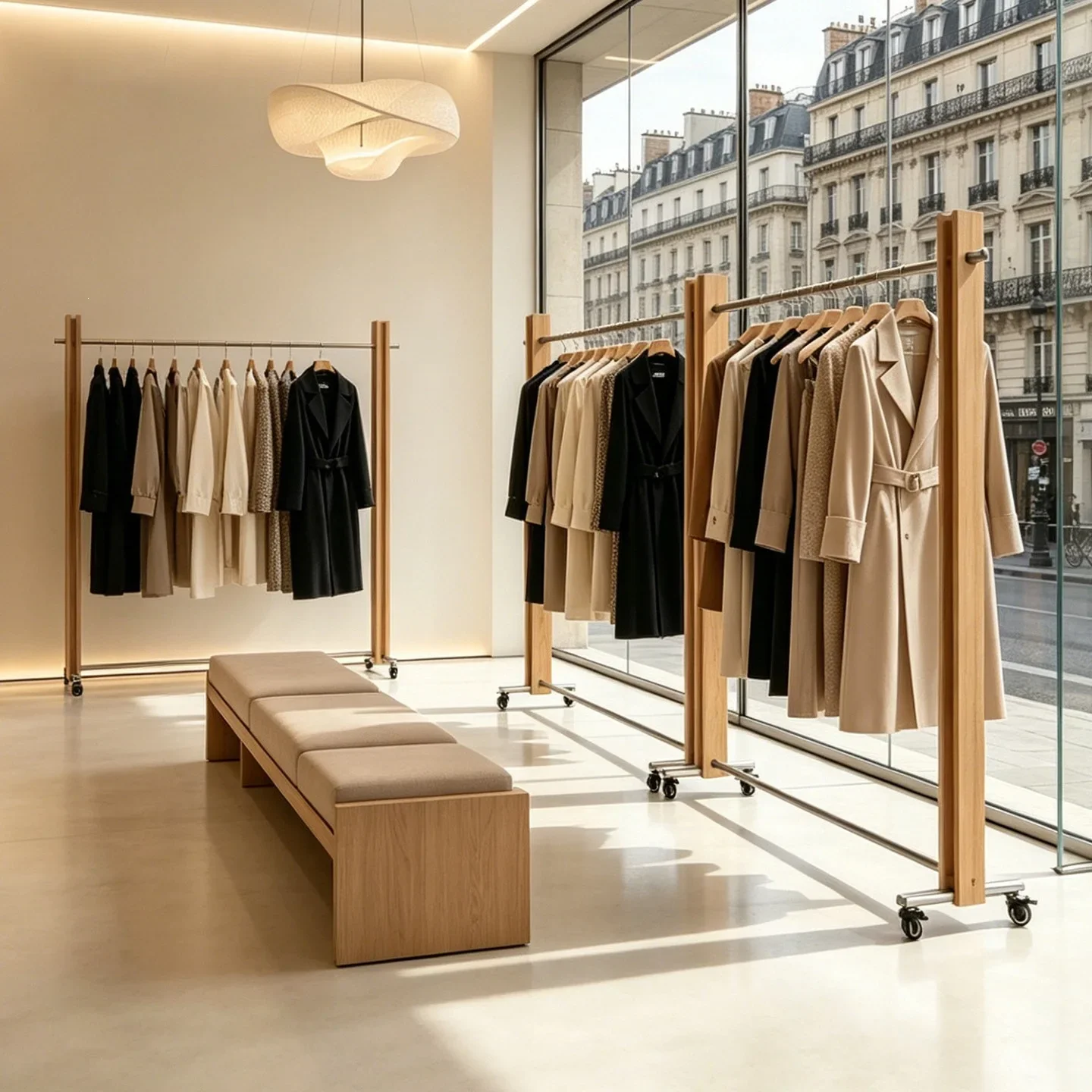 Clothing rack display rack, floor-to-ceiling pulley hanger in live stream, stainless steel log color display