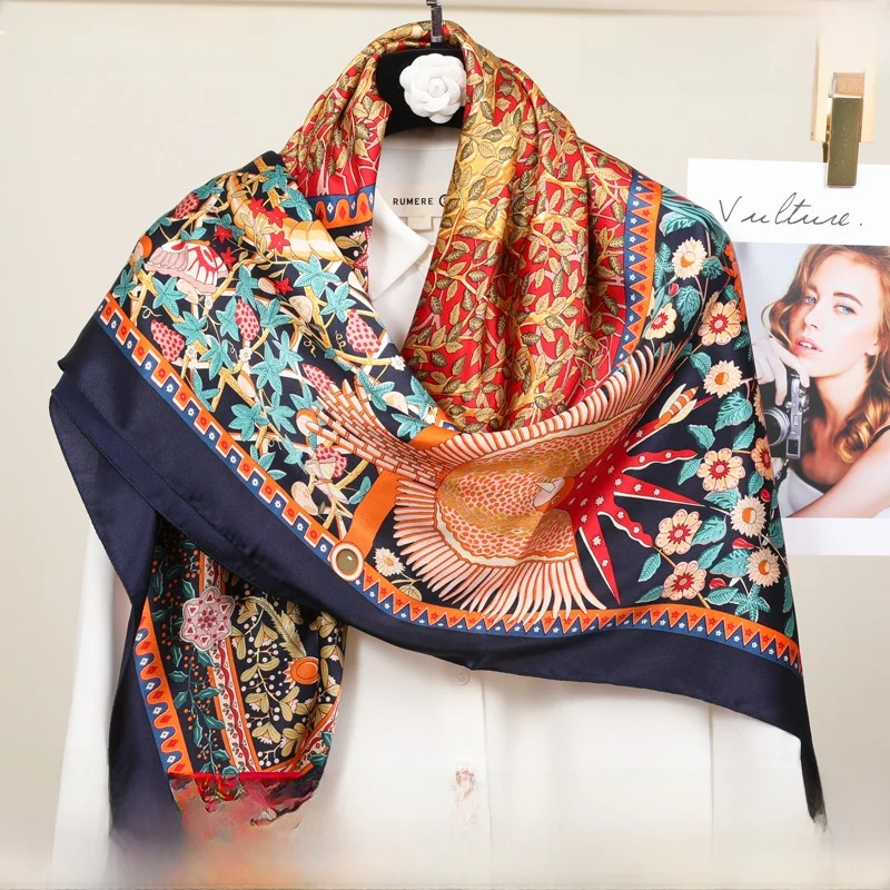 silk-scarf-large-square-women's-spring-new-fashion-silk-scarf-shawl-elderly-gift-floral-print-versatile-neckwear