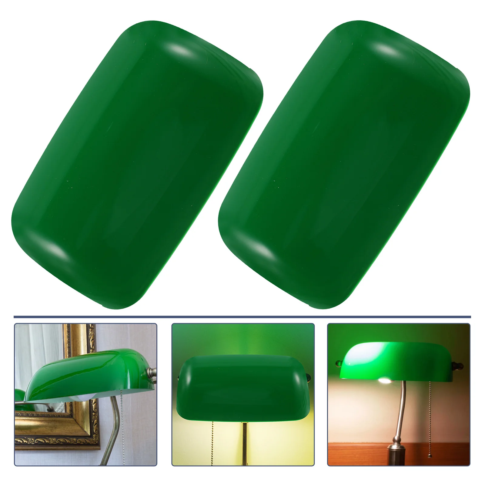 

2pcs Retro Vintage Bankers Lampshade Dark Green Table Lamp Cover Glass Replacement Shades for Desk Lamps Heat Resistant Easy