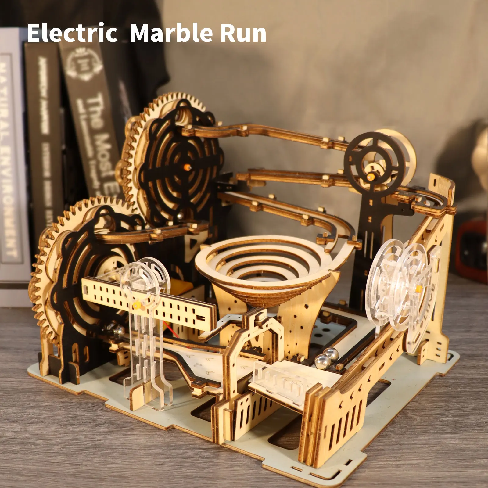

3D Wooden Marble Run Building Set - Electric DIY Puzzle Kit for Teens & Adults, Handmade Brain Teaser & Creative Gift Idea