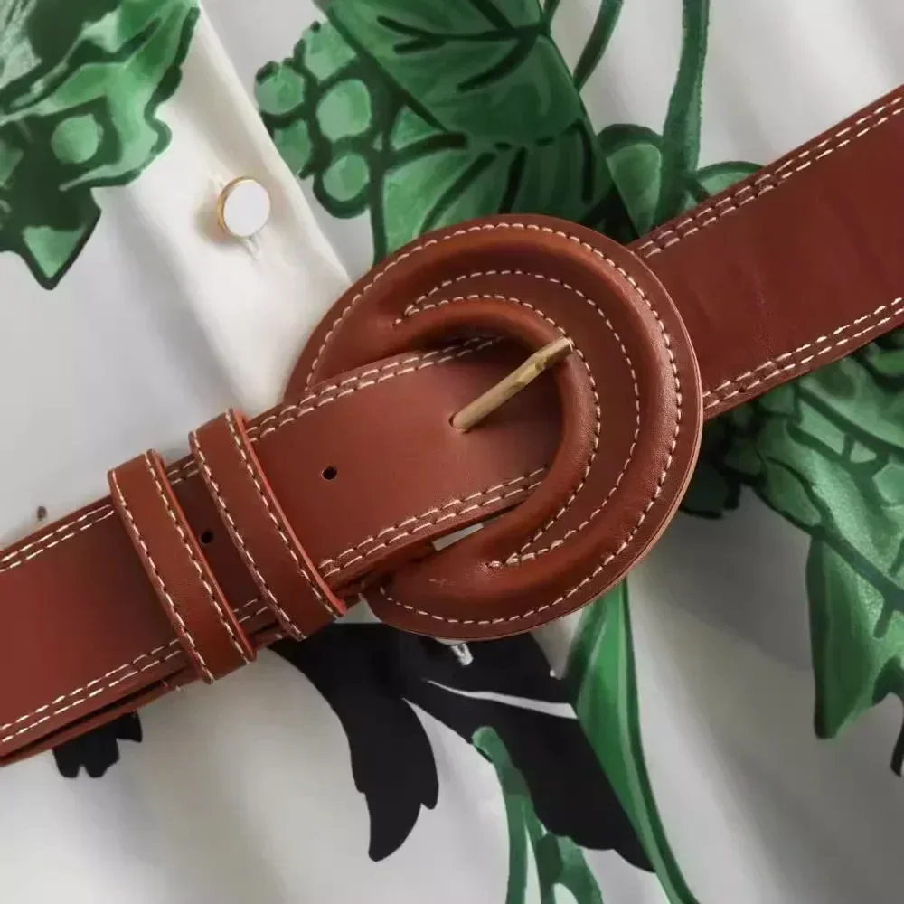 여성용 실크 새틴 질감 프린트 원피스, 전면 슬릿 디자인 롱 스커트, 벨트 셔츠 스타일, 신상