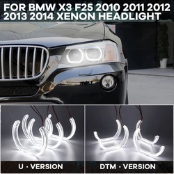 BMW X3 F25 2010 2011 2012 2013 2014 크세논 헤드라이트 링 컷 스타일 LED 엔젤 아이 키트, DTM 스타일 DRL 크리스탈 엔젤 아이
