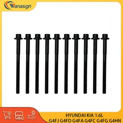 10PCS Head Bolt Kit Fit For Hyundai Kia 1.6L 1.6T 16v L4 GAS DOHC G4FJ G4FD G4FA G4FC G4FG G4HN 1.6 L T 2006-2024