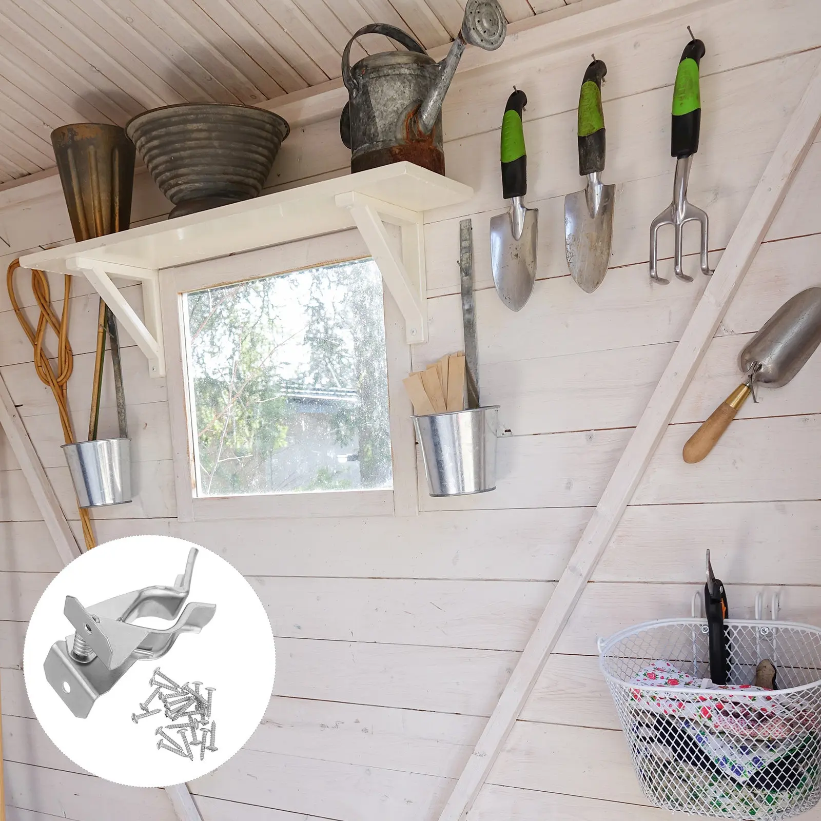 10Pcs Wall Mounted Tool Clips Metal Spring Grip Bulldog Clips Strong Broom Mop Holder Garage Organizer Efficient Storage