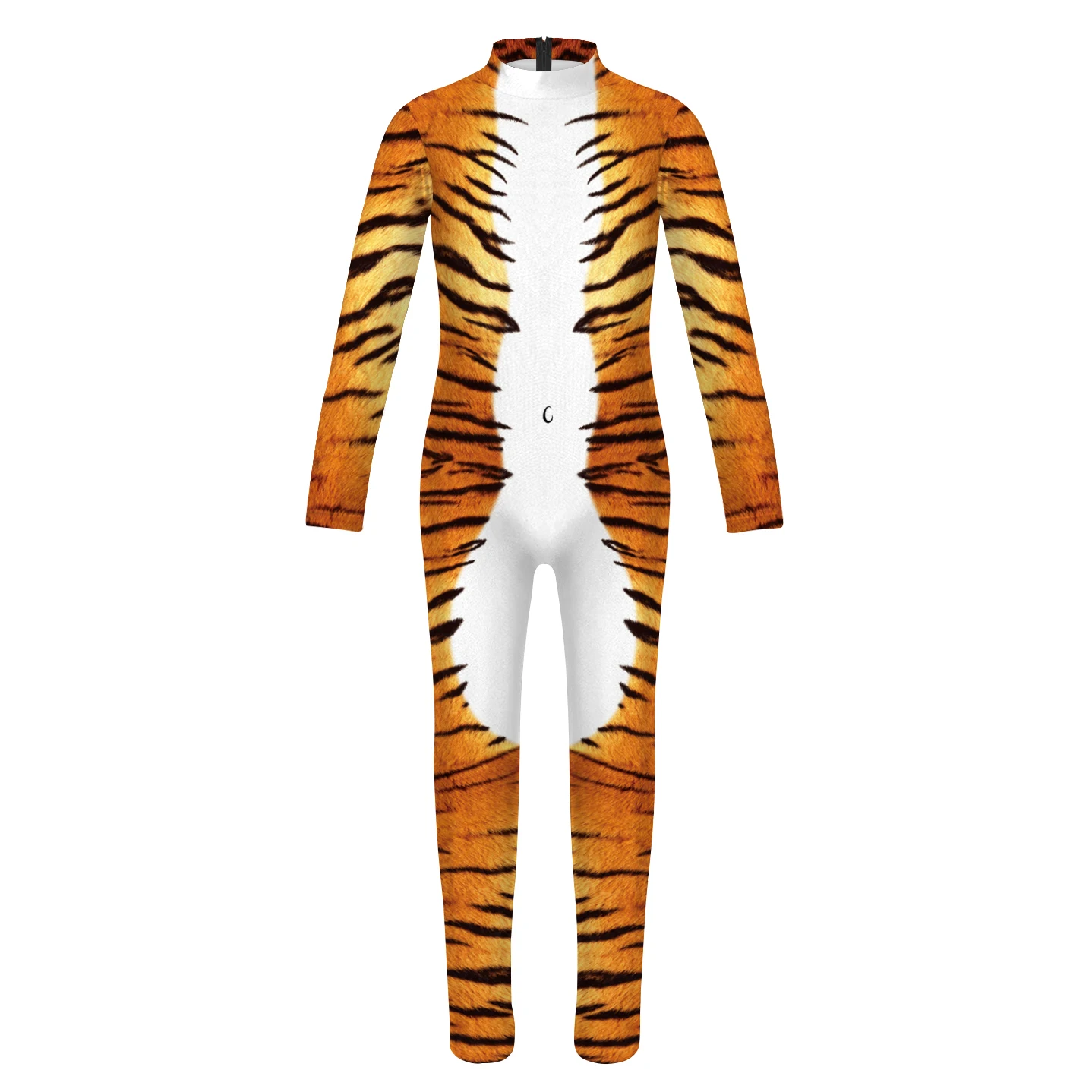 Hallowen Tiger Cosplay Costume Animal 3D Printed Parent-Child Whole Costume Long Sleeves Bodysuit Zentai Suit Party Clothing