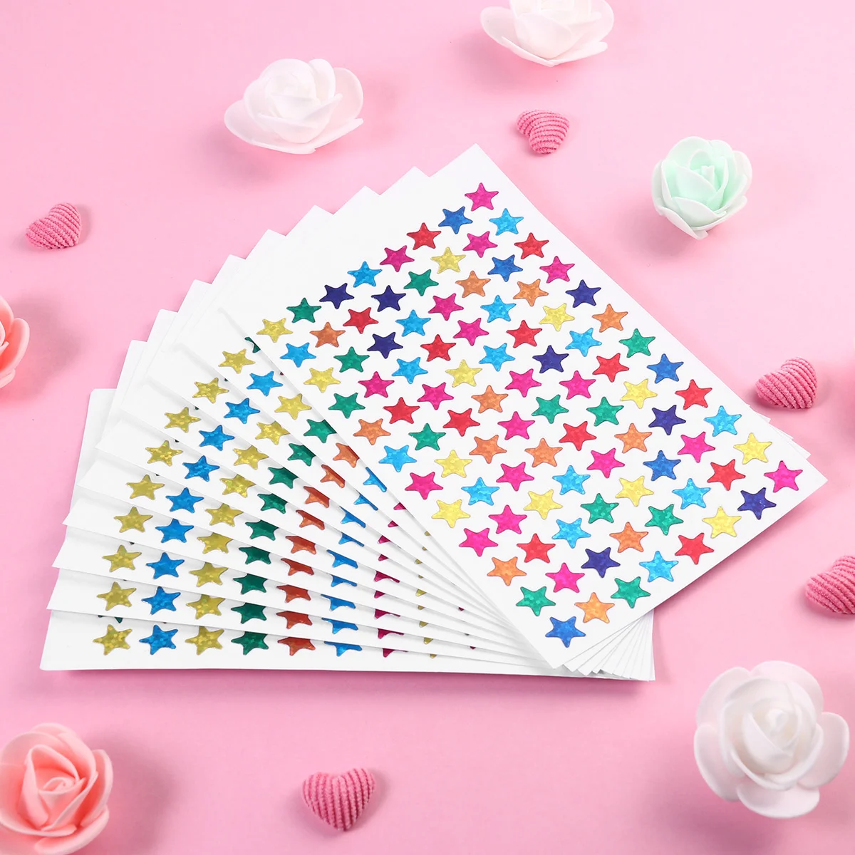 Stickers Star Shiny Sparkle Reward Kids Colored Stars Adhesive Bling Multicolor Self Glitter Metallic Teacher Crafts Labels