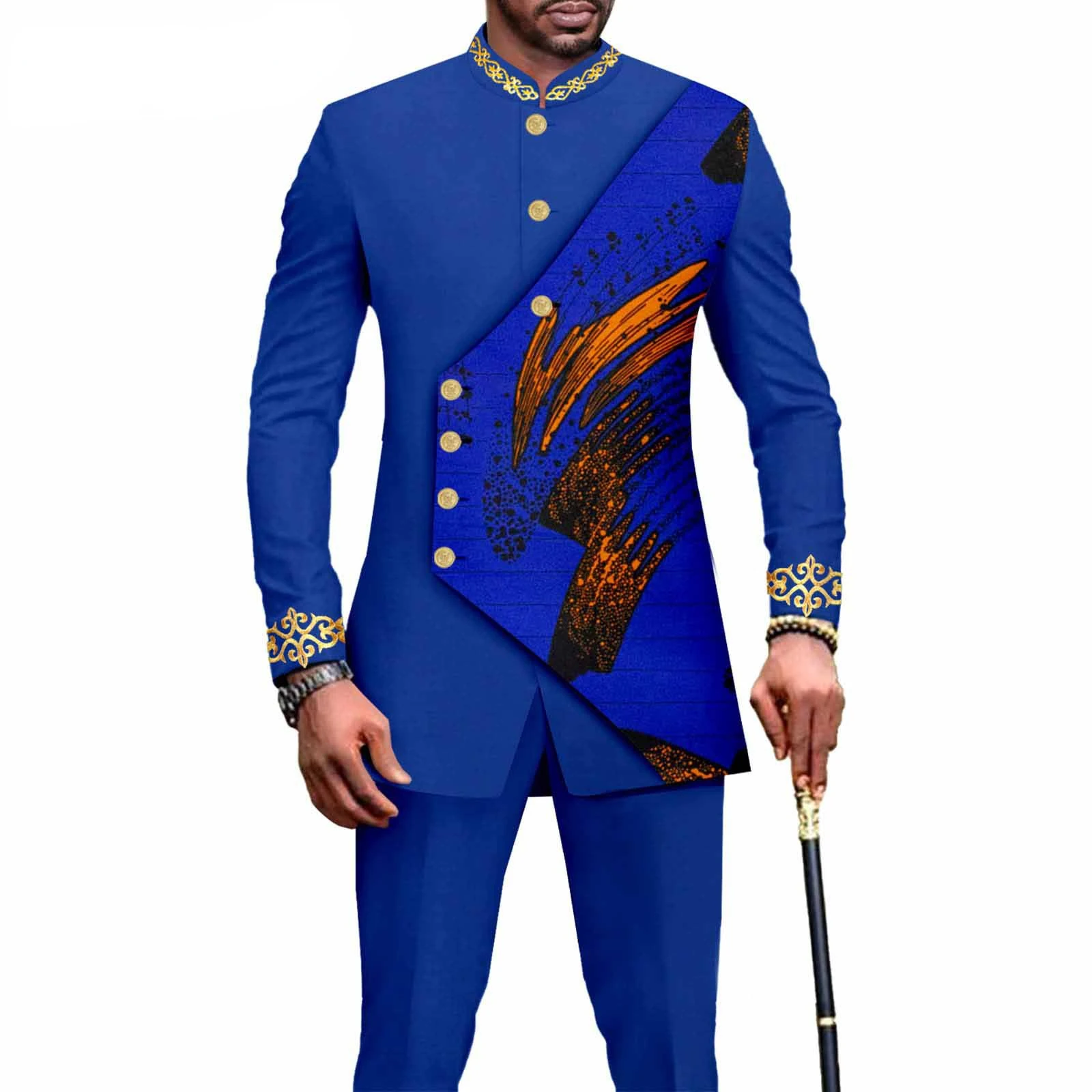 Costume de luxe élégant de Style africain pour hommes, costume et pantalon à rayures à carreaux, simple boutonnage, 2 pièces, costume d'affaires décontracté, 2023