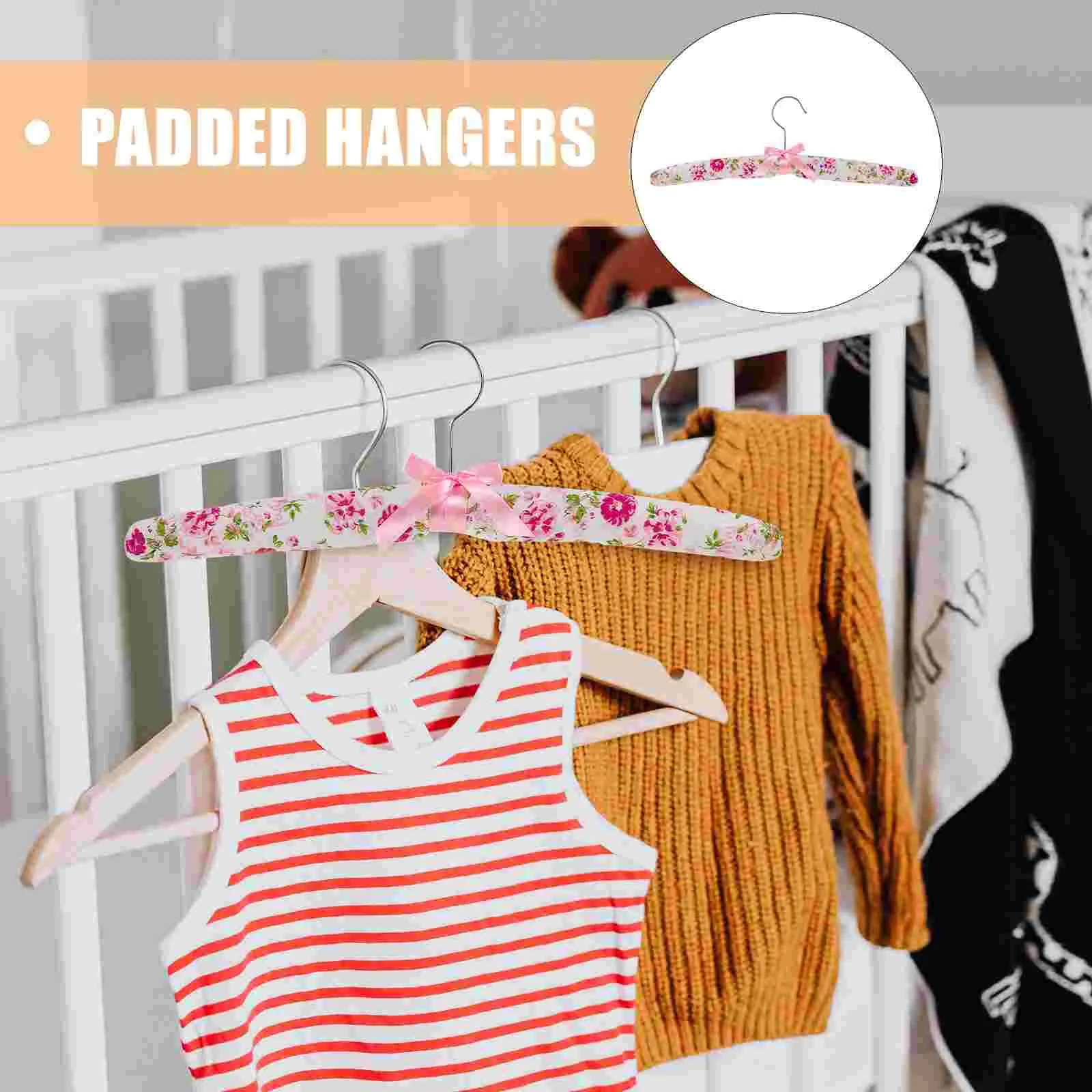 5 Pcs Cloth Floral Hanger Clothes Sponge Hangers Dresses Pants Cabinet Puffy No Bump Clothing Padded Girl Women's