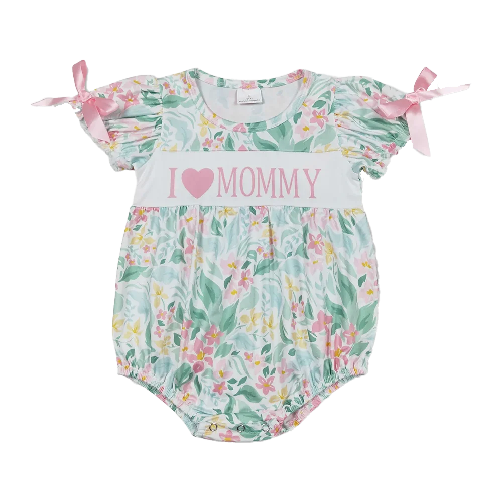 

9.1 Baby Girls Summer Rompers Baby Infant Girls I Love Mommy Flowers Summer Rompers