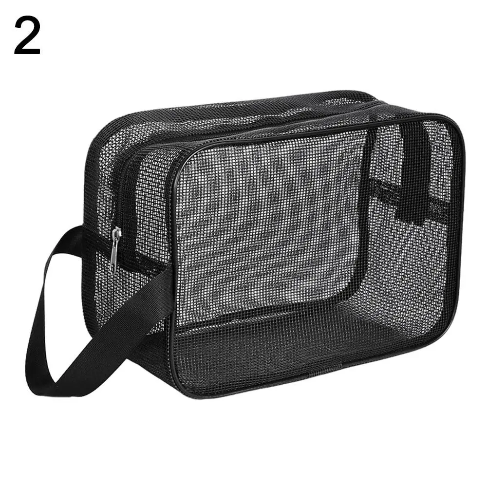 Reusable Women\'s Bag Large Capacity Portable Mesh Shower Easily Carry Quick Dry Toiletry Organizer Bag Eco Bag Mesh Makeup Bag