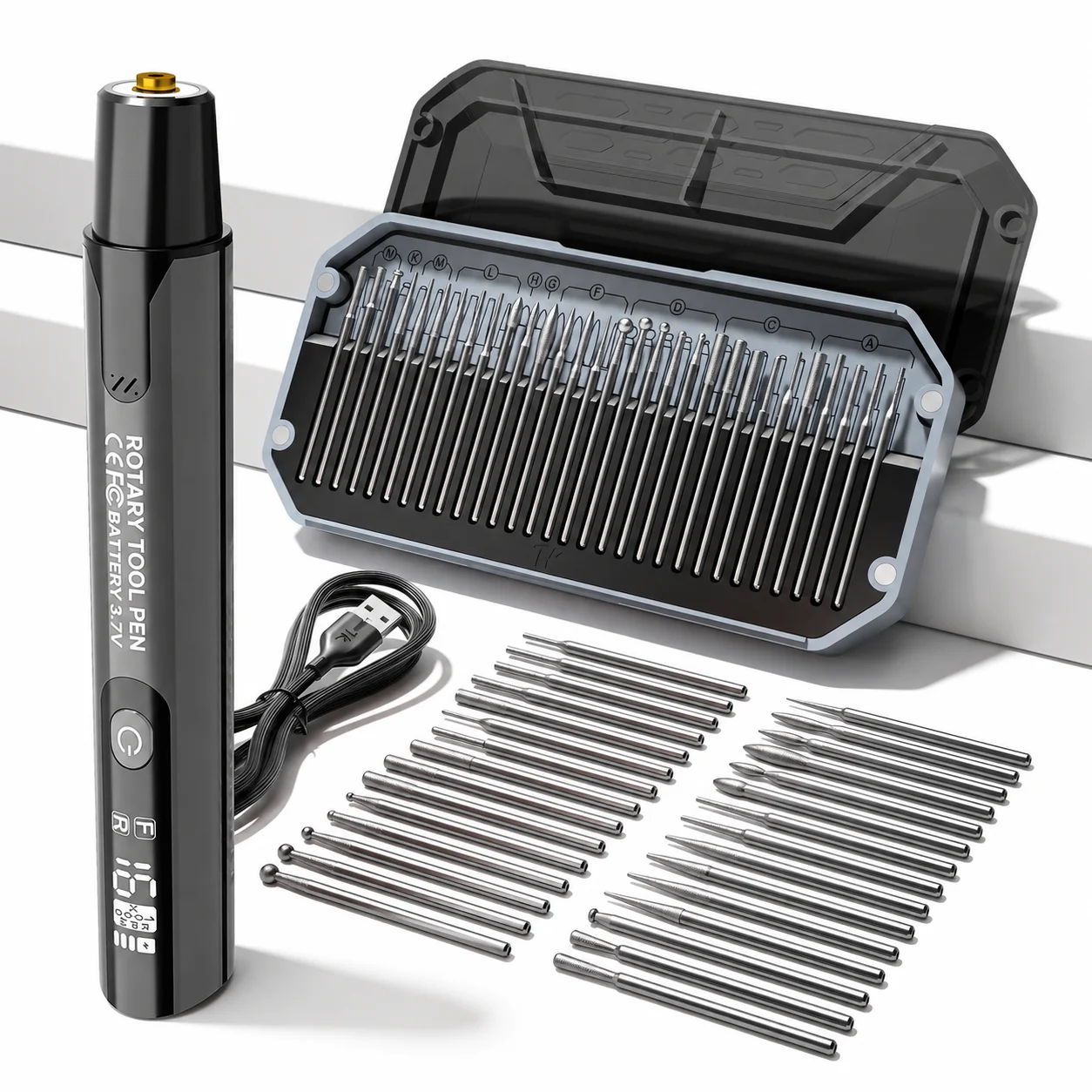 kit-de-ferramenta-rotativa-sem-fio-de-16000-rpm-caneta-de-gravacao-eletrica-com-ajuste-de-6-velocidades-e-visor-digital-conjunto-de-30-pontas-para