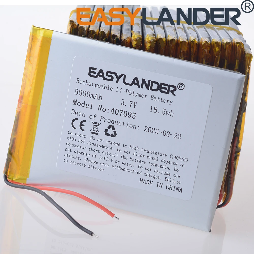 Cables de silicona CE+Rohs 407095   Baterías Lipo de batería de polímero de litio recargables de 3,7 V 3000 mAh