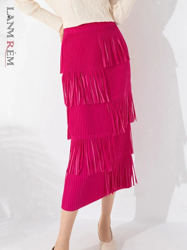 

Женская юбка-трапеция LANMREM, Однотонная юбка трапециевидной формы с высокой эластичной талией, одежда для вечеринок, весна 2024, новинка, женская элегантная юбка, 2DA2228