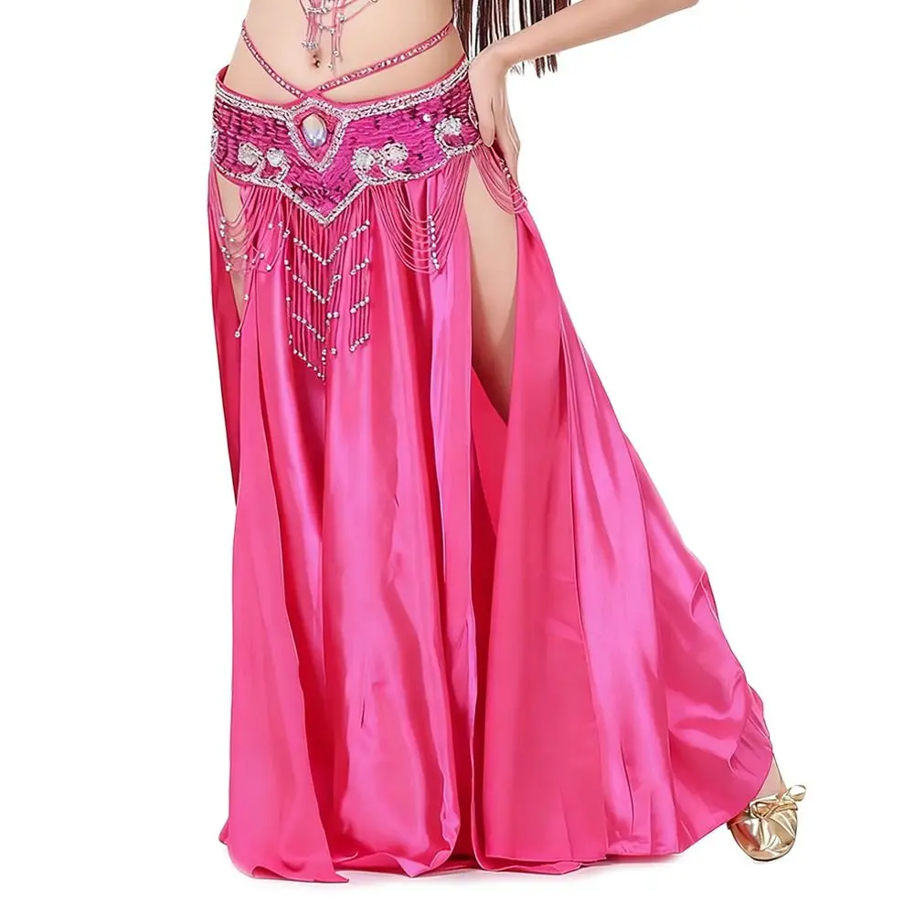 Moda chiffon dança saia borlas boêmio espanhol saia de sol brilhando saia de dança do ventre mostrar trajes