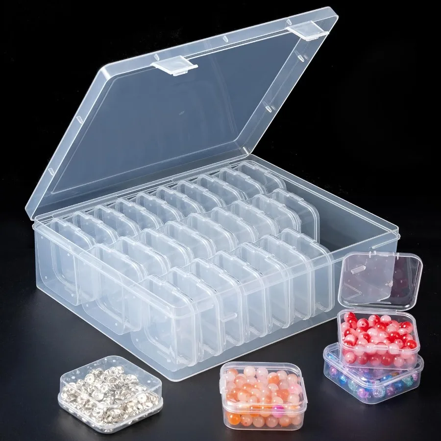 Pudełko na koraliki, 31 przegródek, małe przezroczyste plastikowe pojemniki na koraliki, prostokątne pojemniki do przechowywania do samodzielnego tworzenia biżuterii, bransoletek.