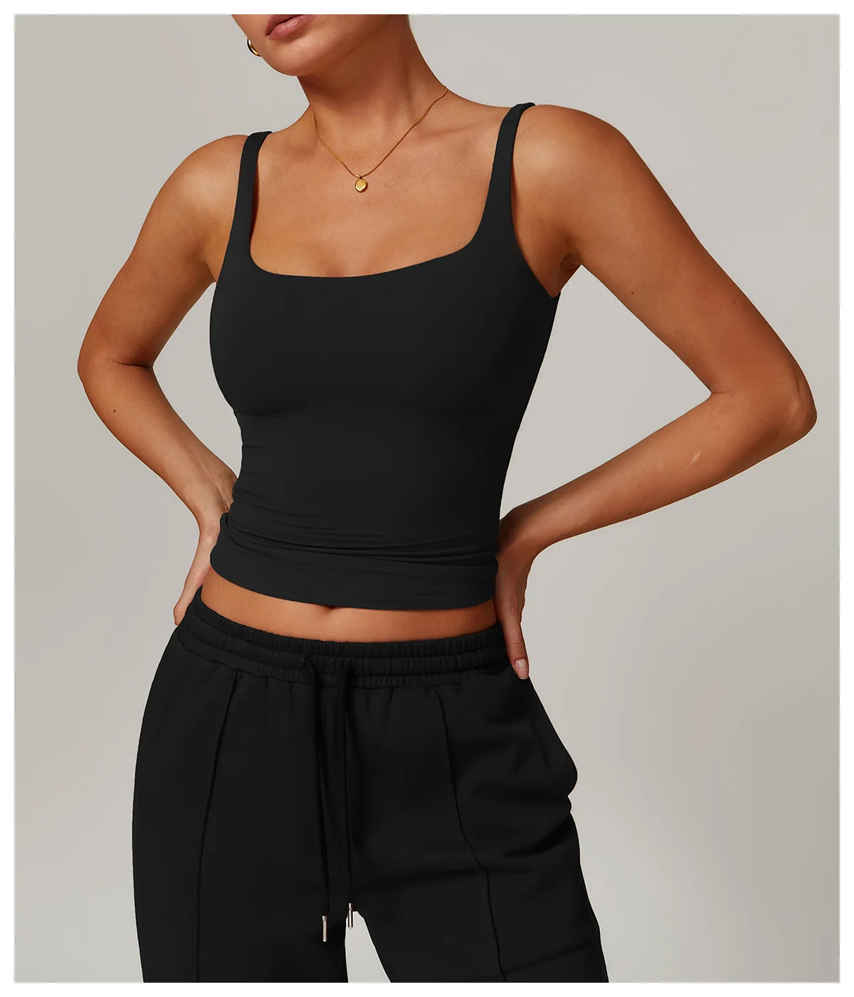 Hearuisavy Summer Women's Sports Bra Square Neck Tight Yoga Tank Top Gym Running Breathable Casual Vest Comfort Fit Workout Top