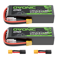 Ovonic 3S 5200mAh 130C LiPo Battery with XT60 to TRA Plug for 1/10 RC Slash Rustler Stampede（2Packs）