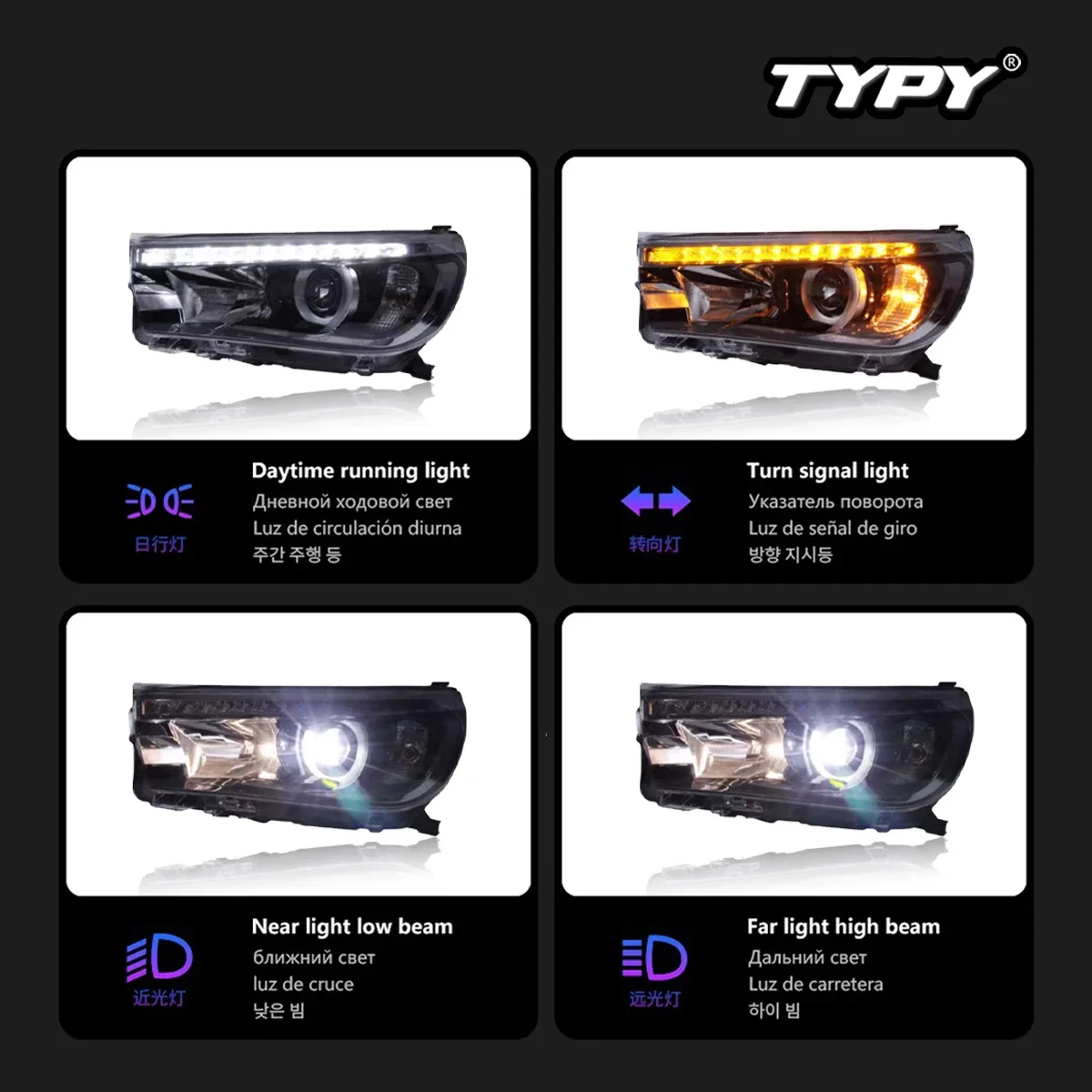 Car Accessories LED Headlights 2015 2016 2017 2018 2019 2020 2021 Head Lamps Front Lamp Assembly For Toyota Vigo Hilux Revo - Image 3