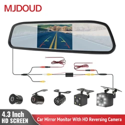 MJDOUD telecamera per retromarcia per auto con Monitor a specchio per parcheggio del veicolo telecamera per specchietto retrovisore schermo da 4.3 pollici telecamera per retromarcia Hd