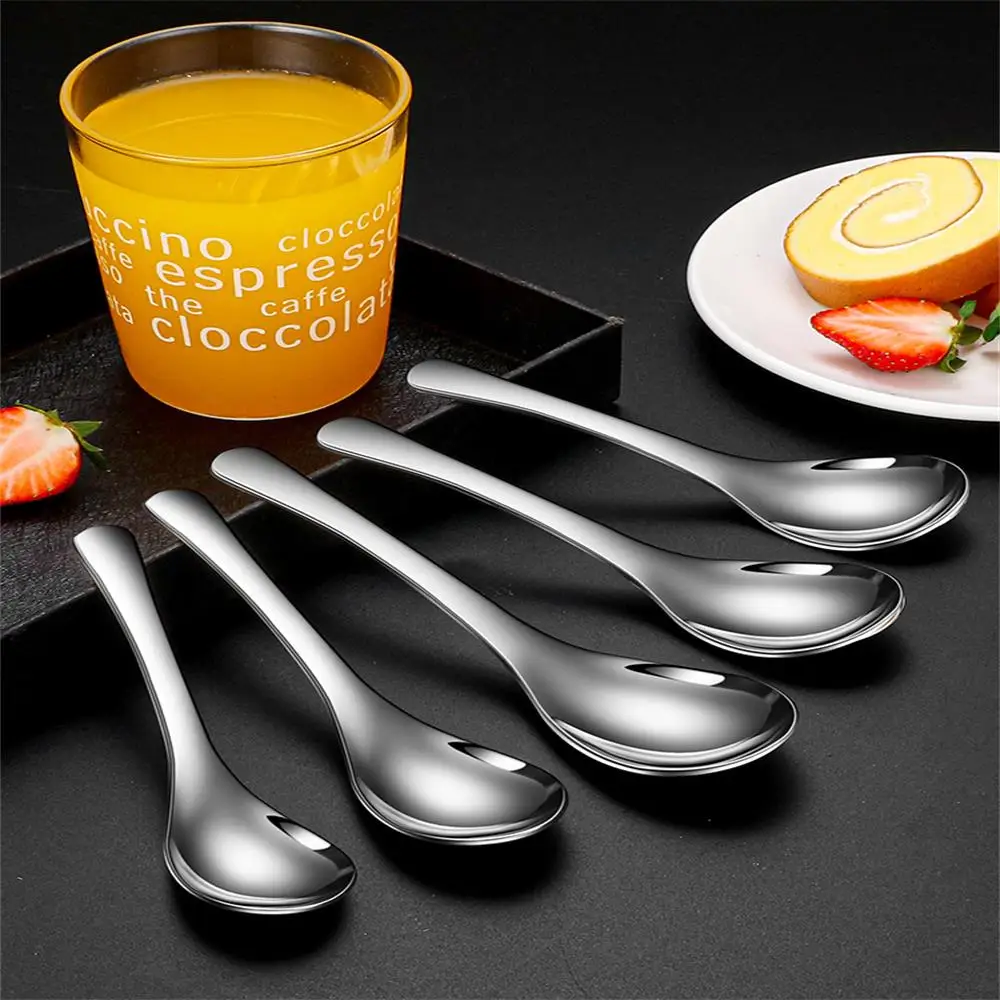 5pcs 304 Stainless Steel Spoon Spoon Household Creative Stainless Steel Tablespoon Soup Spoon Small Spoon Spoon Children Dinner