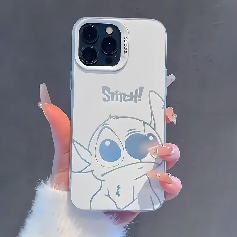 Disney Stitch Cartoon White Phone Case For iPhone 11 12 13 14 15 Pro Max 7 8 Plus X XR XS MAX Mini Y2k lovely Anti Fall Cases