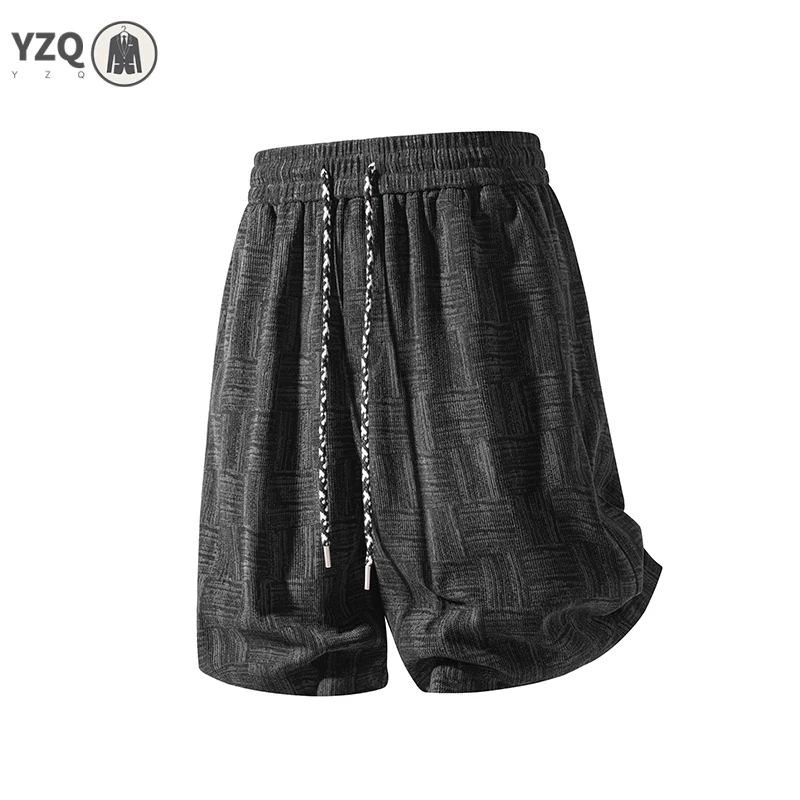 Mens Fashion Geometric Pattern Shorts Elastic Waistband Drawstring Detail Lightweight Fabric For Summer Commute Daily Look