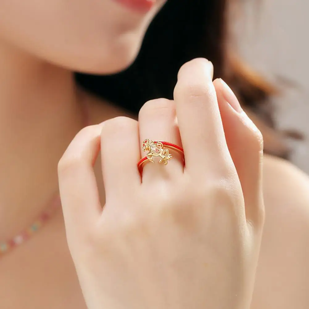 Freedom Symbol Ring Horse Ring 1 or 2 Pcs Women’s Adjustable Rotating Horse Money Rings Year of Horse 2026 Opening Finger