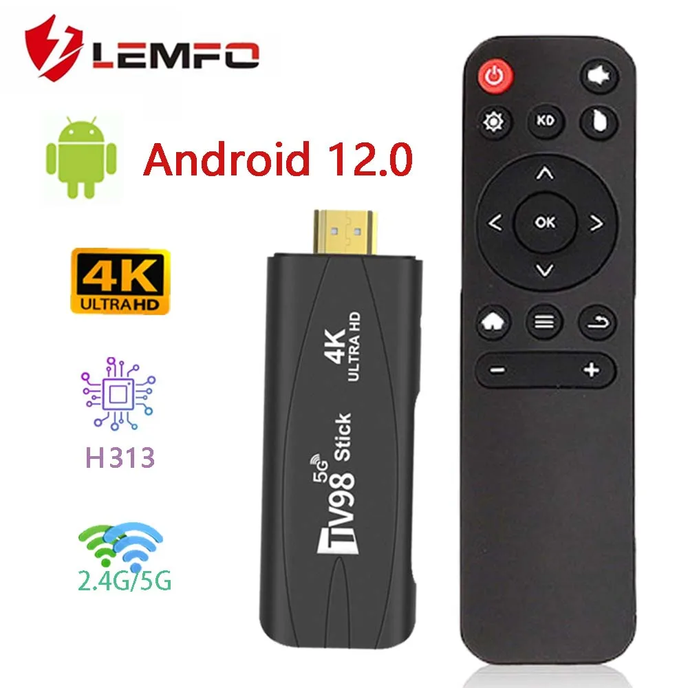 TV98 Fire TV Stick Android 12 H313 Support 4k 2.4G&5G Dual Wifi 16G Smart TV for Network Media Player Android TV Stick