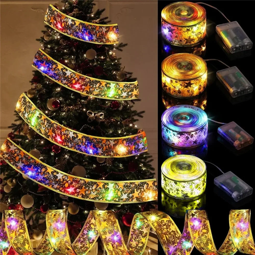 Christmas Tree Garland Lamp 2/5/10M LED Ribbon Fairy Light String for Wedding Party Home Bedroom Decoration Battery Powered