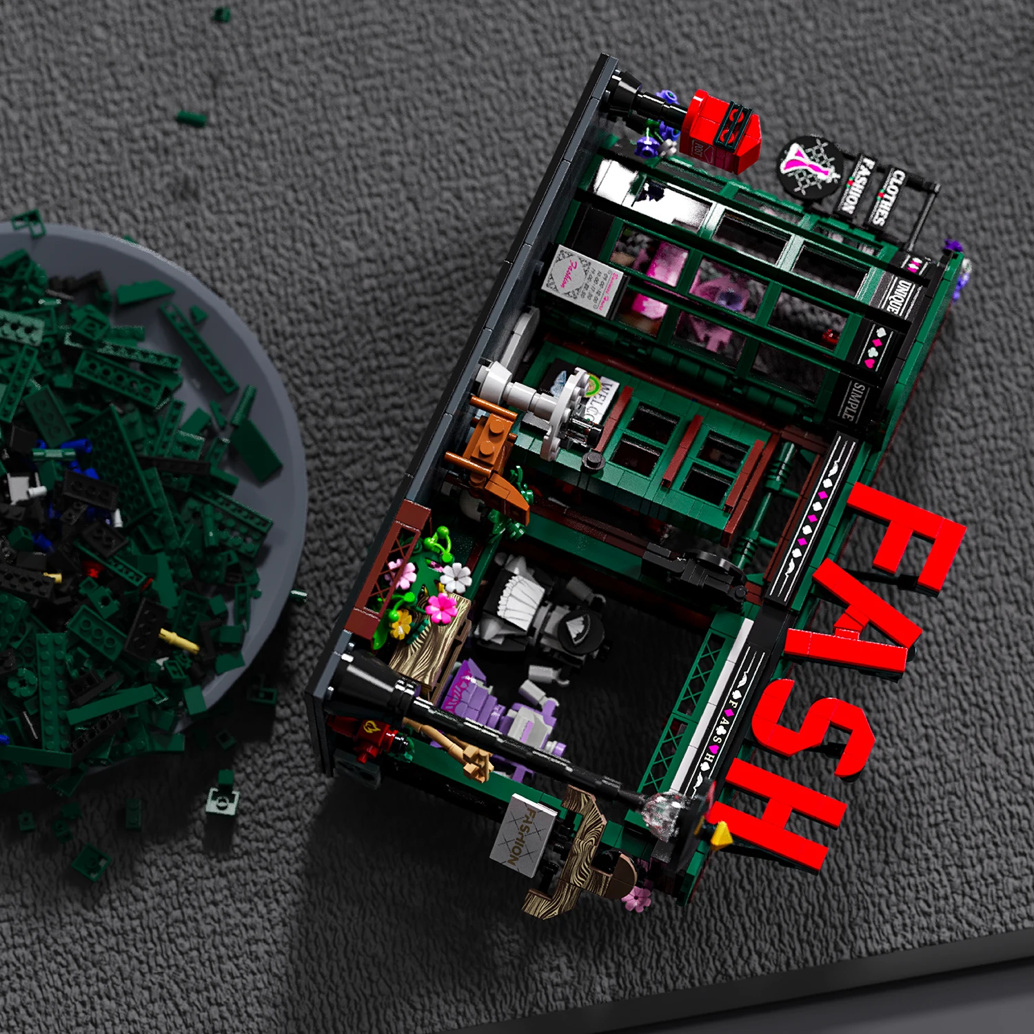 MOC Retro European Fashion Clothing Store Architettura Building Blocks Set Fashion Shop House Giocattolo fai da te per bambini Regalo di compleanno