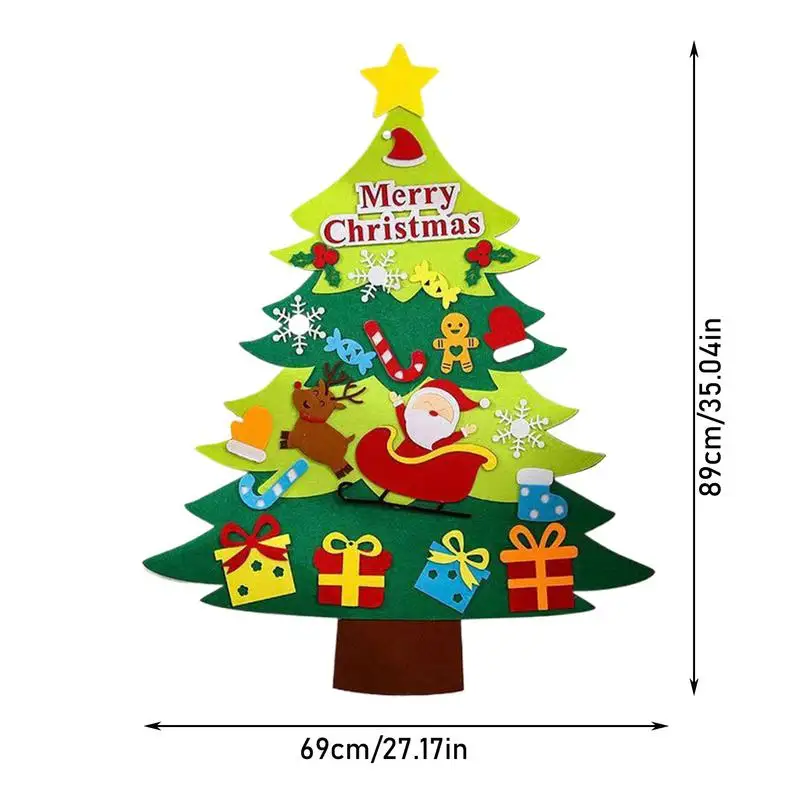 Kids Felt Christmas Tree Kit ชุดงานฝีมือต้นคริสต์มาสสําหรับเด็กพร้อมเครื่องประดับที่ถอดออกได้ 20 ชิ้น Felt Christmas Decorations Kids