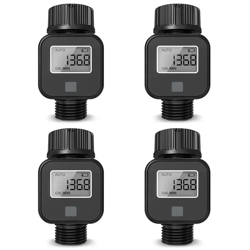 New Tech 4PCS Water Flow Meter Digital Display Water Flow Recorder Real-Time Check For Measuring Water Usage Flow Outdoor Garden