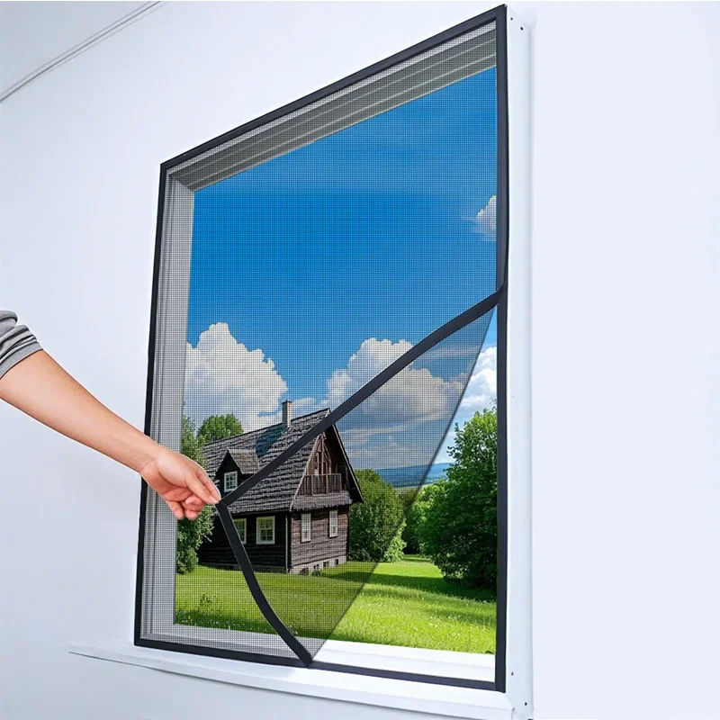 Mosquiteras negras para insectos, malla para pantalla  ventana, tamaño personalizado, gancho y bucle reutilizables, fibra  v