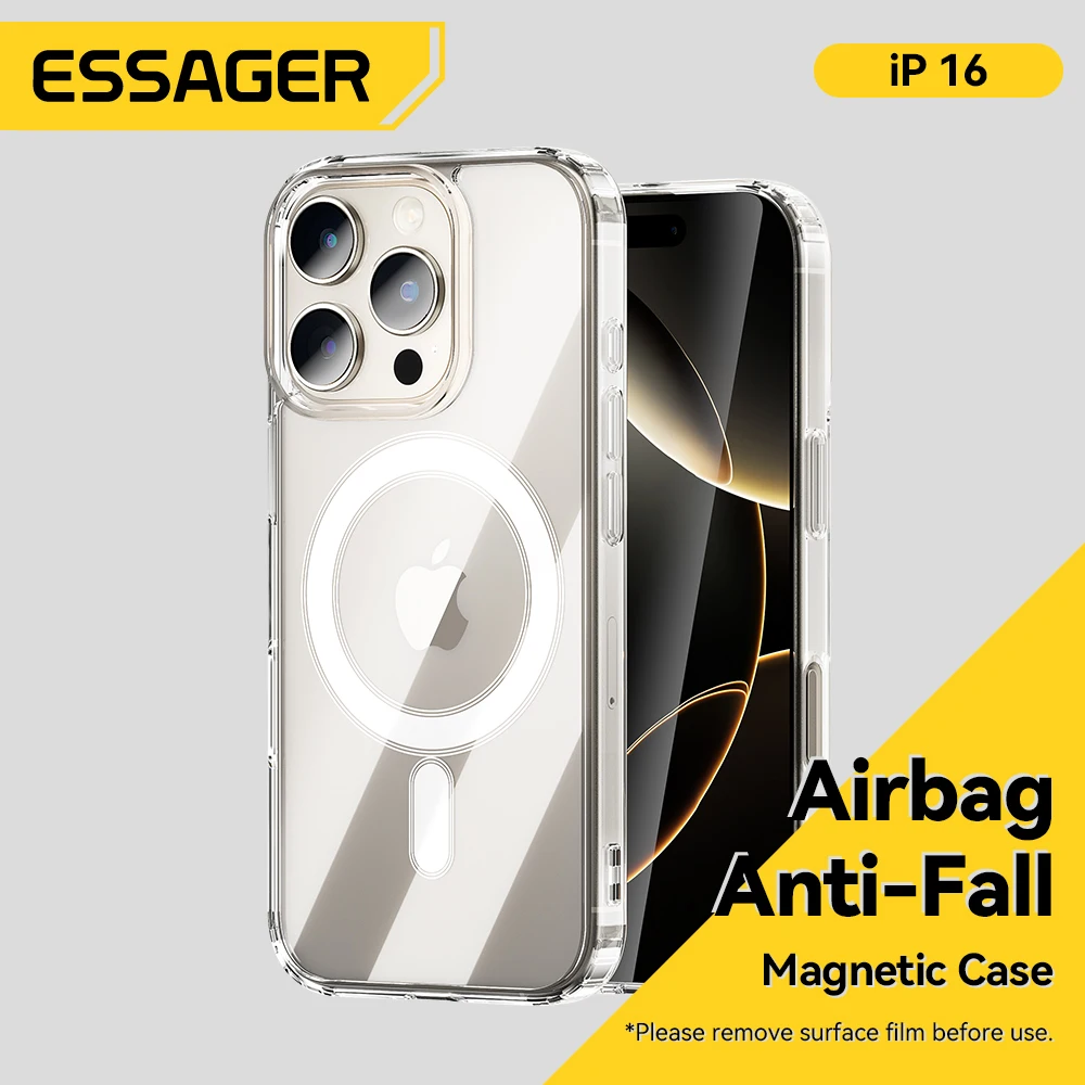 Essager Magesafe Magnetic Transparent Wireless Charge Case For iPhone 16 Plus Pro Max Shockproof PC Cover