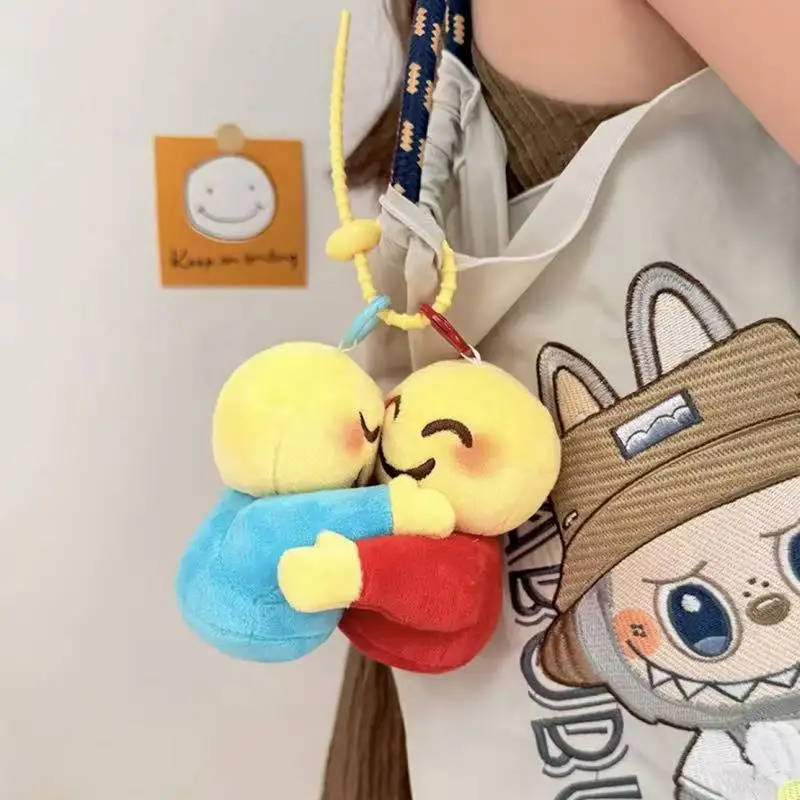 Nieuwste schattige knuffel emoji's rugzak sleutelhanger pop kawaii gevuld knuffel handgemaakte pop cartoon anime cadeau voor vrienden Kerstmis