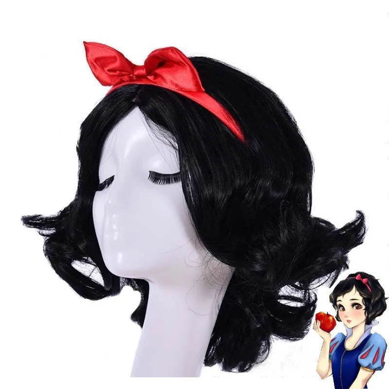 Synthetic Elsa-Inspired Cosplay Wig for Kids Black Flipped Curly Hair Snow Princess Costume Christmas Party Anime Carnival