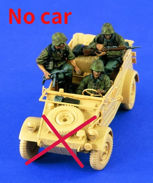 1:35 Scale Die Cast Resin Figure Model Assembly Kit 3 Soldiers Models Unpainted and Needs Assembly (No Cars)