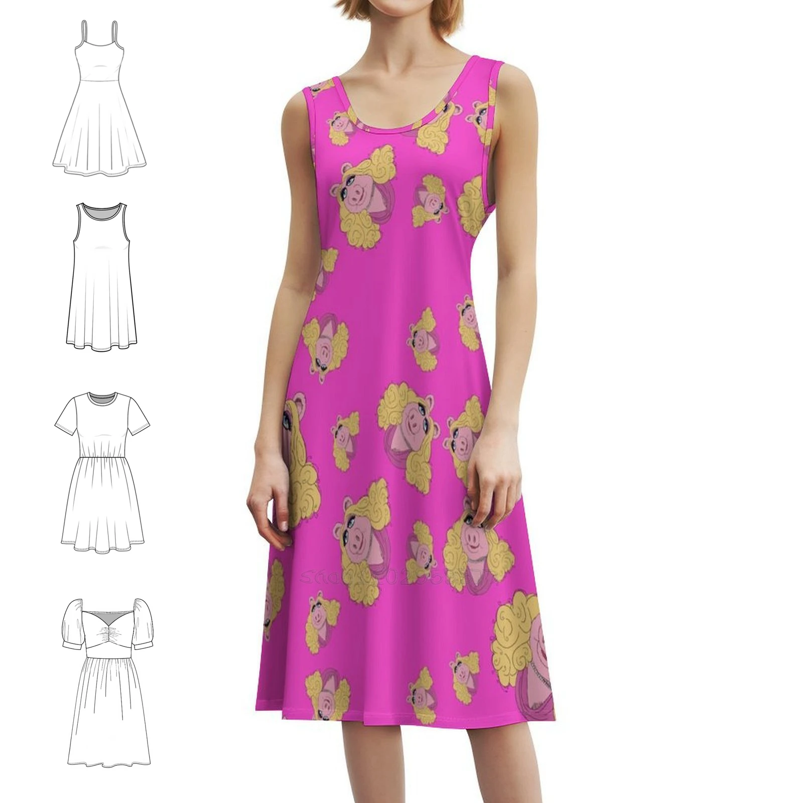 فستان بنمط كوري للنساء فستان كاجوال أنيق للحفلات أو فستان وردي للارتداء اليومي