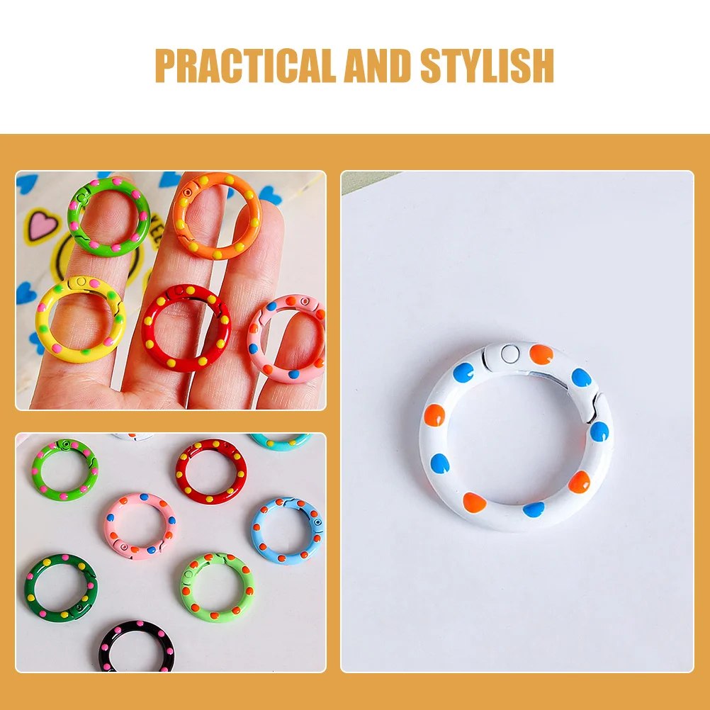 10 pz Anello con clip a molla Anelli di rilegatura in metallo per carte a fogli mobili Chiavi Flashcard Raccoglitore Forniture Ufficio Scuola Organizzazione domestica