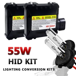 2x H7 lámpara de xenón HID Kit H4 H1 H8 H9 H11 9005 9006 H3 9004 9007 9008 H13 H3 bombilla de faro de coche 3000K 6000K-12000K 55W